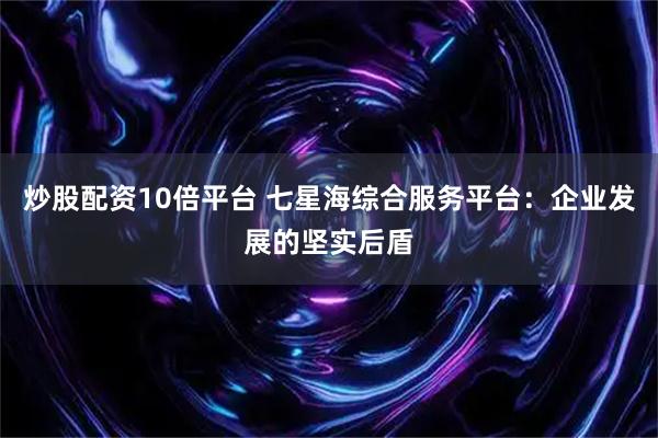 炒股配资10倍平台 七星海综合服务平台：企业发展的坚实后盾